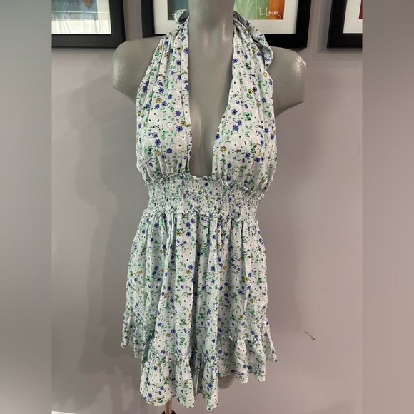 AERIE Spring Fling Floral Halter Mini Dress - Picture 4 of 10